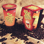 Package Design- Zap-a-ccino Self-Brewing Cappuccino. A package design must inherently allude to the electrifying product contained within. None more so than in this particular case, the lightning bolt shape of the sleeve is indicative of the instant brewing and frothing that occurs when the top is popped (called the “Thunderbolt” experience by parent company Kava Coffees, Inc.); the swirling logo-type suggests the frothy goodness just moments away. Color selection was made to signify a warm, dreamy feeling that all comfort coffees should have.